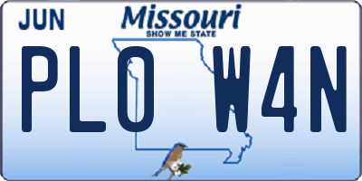 MO license plate PL0W4N