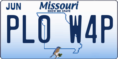 MO license plate PL0W4P