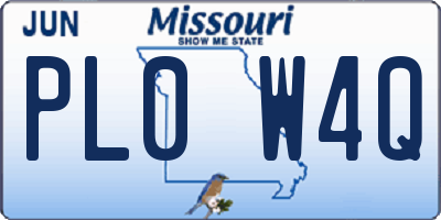 MO license plate PL0W4Q