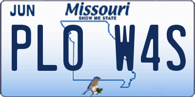 MO license plate PL0W4S