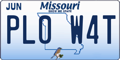 MO license plate PL0W4T