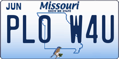 MO license plate PL0W4U