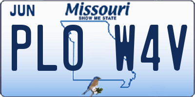 MO license plate PL0W4V