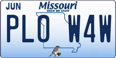 MO license plate PL0W4W