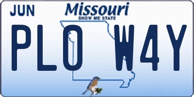 MO license plate PL0W4Y