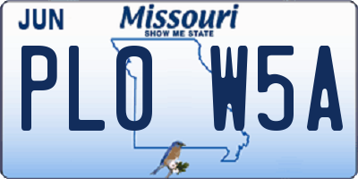 MO license plate PL0W5A