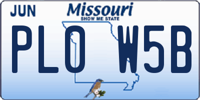 MO license plate PL0W5B