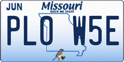 MO license plate PL0W5E