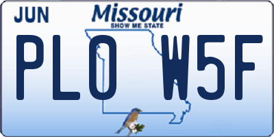MO license plate PL0W5F