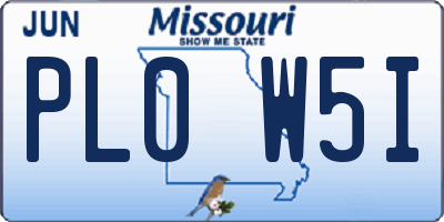 MO license plate PL0W5I