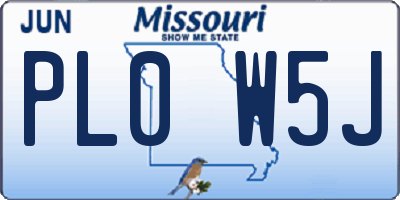 MO license plate PL0W5J