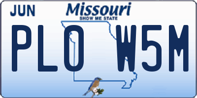 MO license plate PL0W5M