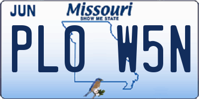 MO license plate PL0W5N