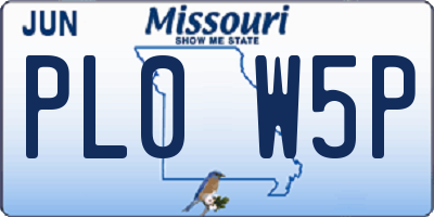 MO license plate PL0W5P
