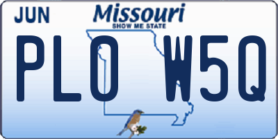 MO license plate PL0W5Q