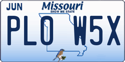 MO license plate PL0W5X