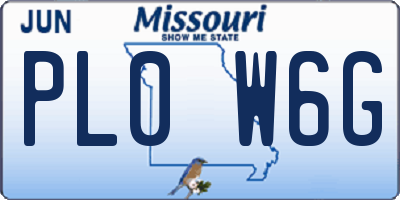 MO license plate PL0W6G