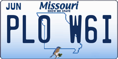 MO license plate PL0W6I