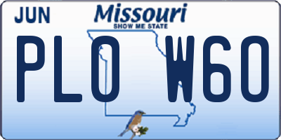 MO license plate PL0W6O