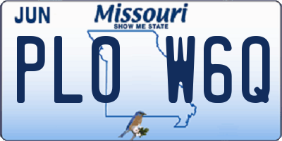 MO license plate PL0W6Q