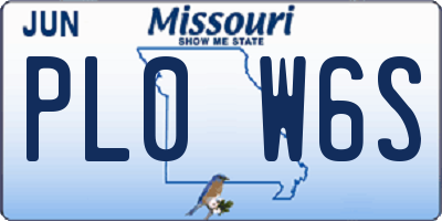 MO license plate PL0W6S