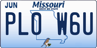 MO license plate PL0W6U