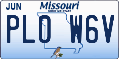 MO license plate PL0W6V