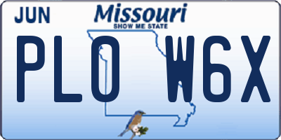 MO license plate PL0W6X