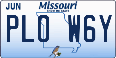 MO license plate PL0W6Y
