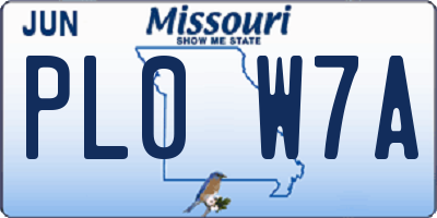 MO license plate PL0W7A