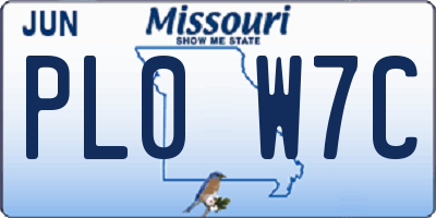 MO license plate PL0W7C