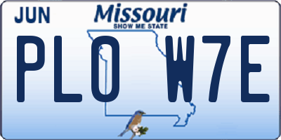 MO license plate PL0W7E