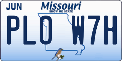 MO license plate PL0W7H