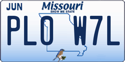 MO license plate PL0W7L
