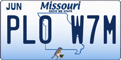 MO license plate PL0W7M
