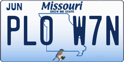 MO license plate PL0W7N