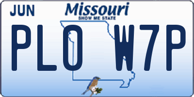 MO license plate PL0W7P
