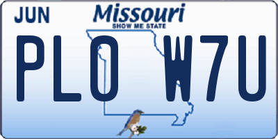 MO license plate PL0W7U