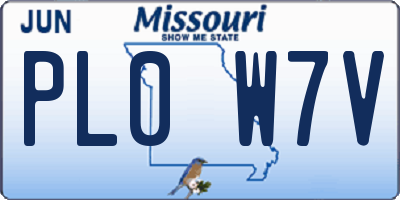 MO license plate PL0W7V