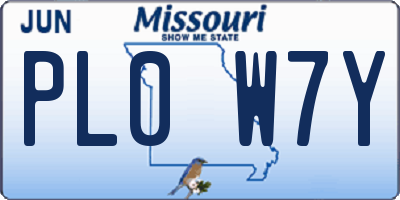 MO license plate PL0W7Y