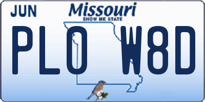MO license plate PL0W8D