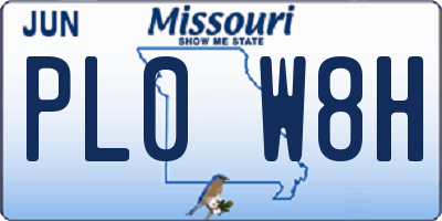 MO license plate PL0W8H
