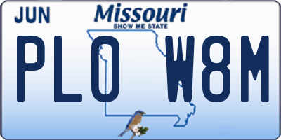 MO license plate PL0W8M