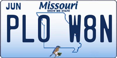 MO license plate PL0W8N