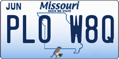 MO license plate PL0W8Q