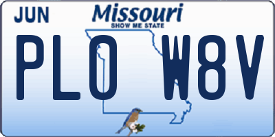 MO license plate PL0W8V
