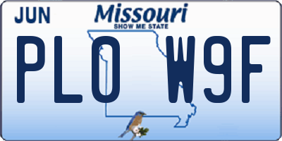 MO license plate PL0W9F