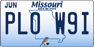 MO license plate PL0W9I