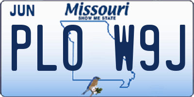 MO license plate PL0W9J
