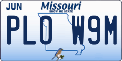 MO license plate PL0W9M